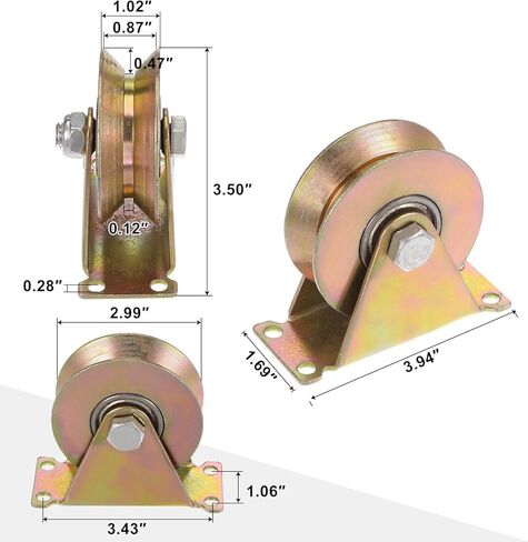 #US 4pcs 3" V Groove Wheel Sliding Gate Caster Rigid Caster Wheels with Bracket in Saudi Arabia