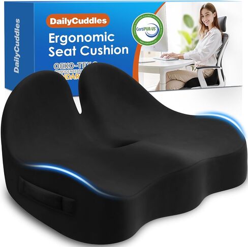 Seat Cushion, Chair Cushions for Office Chairs/Car Seats/Wheelchair - Hip&Sciatica&Tailbone Pain Relief Memory Foam Office Chair Cushion for Long Sitting Office Workers/Car Drivers, Grey in Kuwait