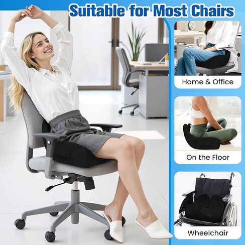Seat Cushion, Chair Cushions for Office Chairs/Car Seats/Wheelchair - Hip&Sciatica&Tailbone Pain Relief Memory Foam Office Chair Cushion for Long Sitting Office Workers/Car Drivers, Grey in Kuwait