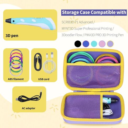 Case Compatible with SCRIB3D P1 Advanced / MYNT3D Super Professional Printing / 3Doodler Flow / PIKA3D PRO 3D Printing Pen (Teal + Pink) in Kuwait