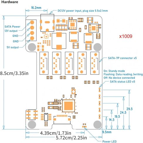 X1009 PCIE إلى لوحة توسيع 5-منفذ لمدة 5 5 ب SATA3.0 واجهات نقل البيانات بسرعة 5 جيجابت في الثانية in Saudi Arabia