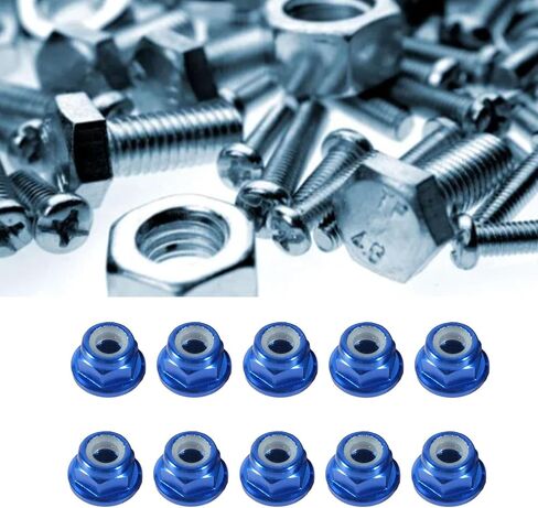 10 PCS M3 المكسرات ، المكسرات السداسية ، جوز المحور ، النايلون ذو الحواف الألومنيوم ، بديل للجوز العادي من الأجهزة ، المركبات ، المنزل ، الأزرق الملكي in Saudi Arabia