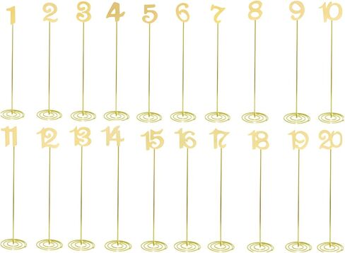 Stainless Steel Table Number Stands for Weddings, Removable Seat Number Holder, Elegant Place Card Holder for Banquets, 1-20 Table Numbers, Ideal for Wedding Reception, Parties, and Dining Events in Saudi Arabia