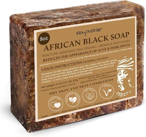 era of nature Best Raw ORGANIC AFRICAN BLACK SOAP, for Dry Skin and Skin Conditions. Pure & Natural Ingredients, Imported From Ghana - 1lb (16oz) in Saudi Arabia