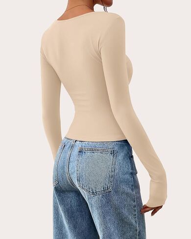 BTFBM Long Sleeve Shirts for Women 2025 Fall Fashion V Neck Knit Ruched Slim Fit Casual Basic Tees Going Out Tops Y2k in Saudi Arabia