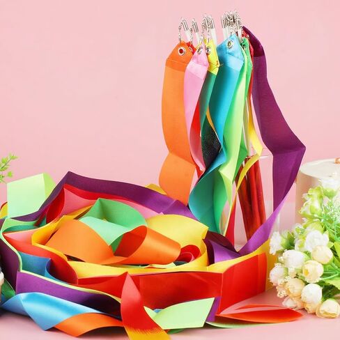 10pcs Dance Ribbons for Kids, Birthday Decoration, Ribbon Dancing Wands Party Favors, Dance Streamers Gifts & Girls Party Games Props,Rainbow Gymnastics Ribbon Wands in Saudi Arabia