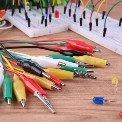 10 Pcs Alligator Clips Electrical with Wires, Preminum Crocodile Alligator Clips with Testing Probes Test Leads with Dual Ended Insulators Cable for Electric Circuit Connection, DIY School Experiments in Saudi Arabia