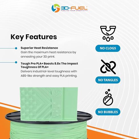 3D-Fuel 3D Filament High Temp Tough Pro PLA+ Midnight Black, 1.75mm, 1 kg +/- 0.02mm Tolerance, Made in USA, Easy to Print and Works with Most 3D Printer Brands in Saudi Arabia