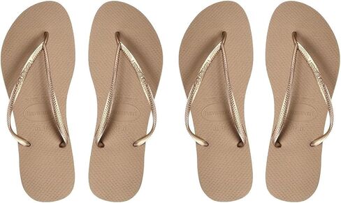 Havaianas Women’s Slim Flip Flop Sandals ، وردة الباليه ، وحجم 7-8 (37/38 BR) ،-مريحة ، خفيفة الوزن ، متينة الشاطئ ، 2 عبوة in Kuwait