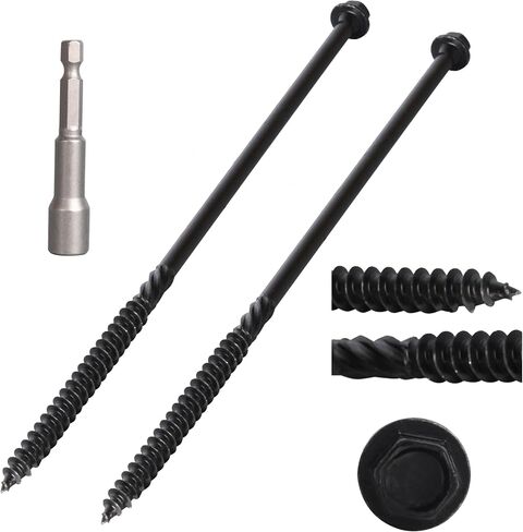 50 PCS #14 × 8 خشب المسمار الهيكلي ، الأخشاب السوداء الشاقة ، مسامير خشبية البناء ، مسامير خشبية رأس السداسي ، شملت مقبس سداسي ، خشب ، سجل ، مناظر طبيعية المسمار in Saudi Arabia