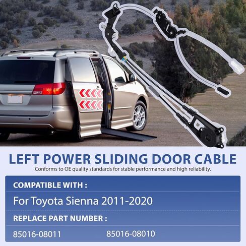 كابل الباب المنزلق الأيمن متوافق مع Toyota Sienna le Se Xle 4 Cyl 2.7l 6 Cyl 3.5L 2011-2020 ، Aport Cable Sub-Assy استبدال 85015-08011 85015-08010 جانب الركاب in Kuwait