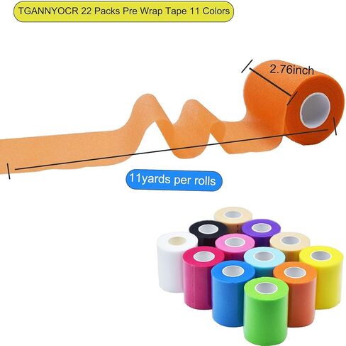 12 حزم شريط التفاف ، 11 لونا 2.76 بوصة × 11 ياردات الشريط الرياضي قبل كرة القدم ، الرغوة الرياضية underwrap ، ضمادة underwrap للمعصمين كاحلي prewrap. in Kuwait