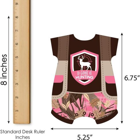 Big Dot of Happiness Pink Gone Hunting - Picture Bingo Cards and Markers - Deer Hunting Girl Camo Baby Shower Shaped Bingo Game - Set of 18 in Saudi Arabia