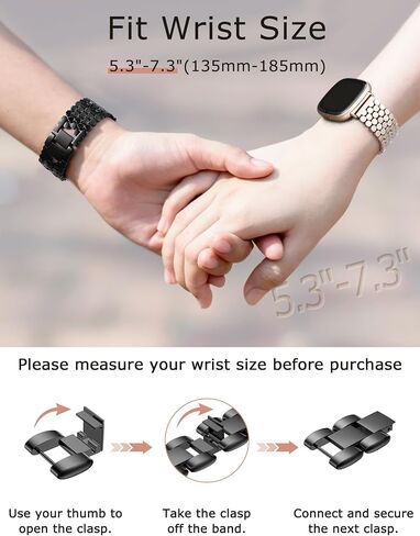 Minyee Metal Bands متوافقة مع Fitbit Sense 2/Versa 4/Versa 3/Sense Bands Women ، Sendy Stains Stain Chain Honeycomb Designer Luxury Link Lin in Saudi Arabia