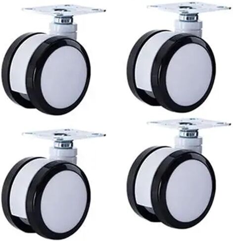4 حزمة من عجلات من جميع البلاستيك 3 بوصة صامتة أبيض وأسود عجلات مزدوجة (عالمية) in Kuwait