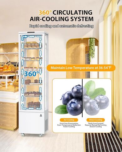 Garvee Commercial Display Display Case 10.5 Cu.FT FreeStanding Display Display Withits مع أرفف قابلة للتعديل ، إضاءة LED ، ثلاجة صقيع تلقائي للمخبز ، القهوة ، السوبر ماركت in Kuwait