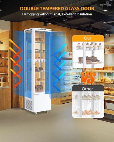 Garvee Commercial Display Display Case 10.5 Cu.FT FreeStanding Display Display Withits مع أرفف قابلة للتعديل ، إضاءة LED ، ثلاجة صقيع تلقائي للمخبز ، القهوة ، السوبر ماركت in Kuwait