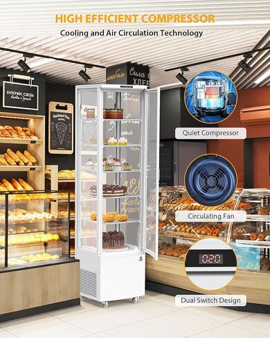 Garvee Commercial Display Display Case 10.5 Cu.FT FreeStanding Display Display Withits مع أرفف قابلة للتعديل ، إضاءة LED ، ثلاجة صقيع تلقائي للمخبز ، القهوة ، السوبر ماركت in Kuwait