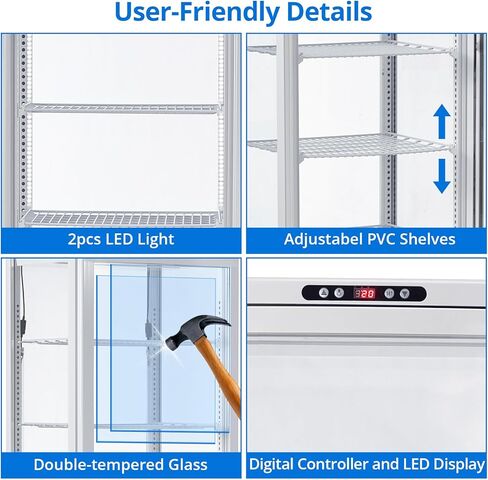 Garvee Commercial Display Display Case 10.5 Cu.FT FreeStanding Display Display Withits مع أرفف قابلة للتعديل ، إضاءة LED ، ثلاجة صقيع تلقائي للمخبز ، القهوة ، السوبر ماركت in Kuwait