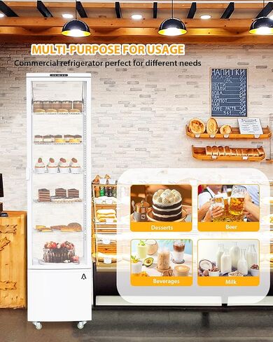 Garvee Commercial Display Display Case 10.5 Cu.FT FreeStanding Display Display Withits مع أرفف قابلة للتعديل ، إضاءة LED ، ثلاجة صقيع تلقائي للمخبز ، القهوة ، السوبر ماركت in Kuwait