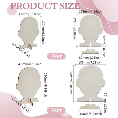 FINGERINSPIRE 2 Set Bow Display Stands 2 Sizes Wooden Hairband Display Stand Wooden Human Side Face Silhouette Hairpin Holder Humanoid Display Rack for DIY Crafts Selling Boutique Exhibition in Saudi Arabia