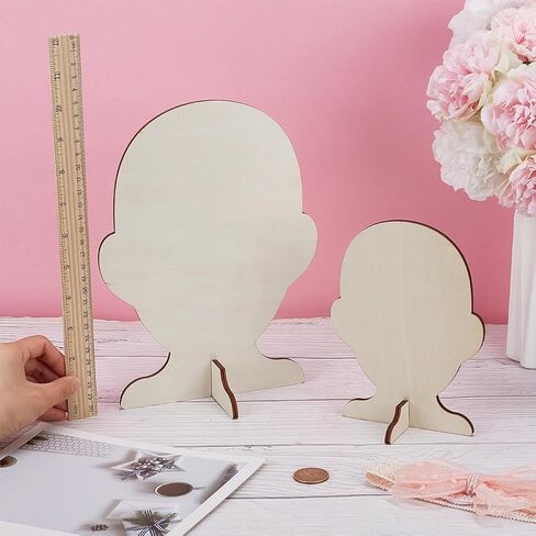 FINGERINSPIRE 2 Set Bow Display Stands 2 Sizes Wooden Hairband Display Stand Wooden Human Side Face Silhouette Hairpin Holder Humanoid Display Rack for DIY Crafts Selling Boutique Exhibition in Saudi Arabia