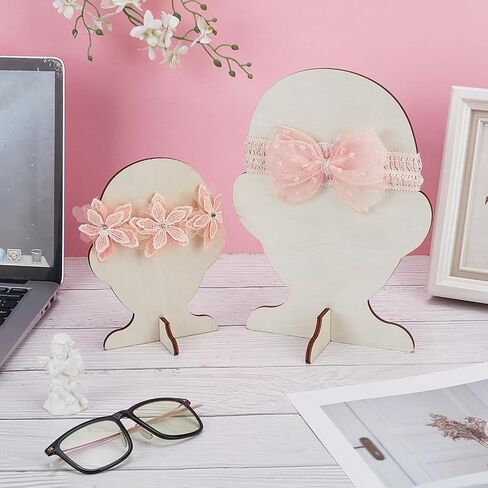 FINGERINSPIRE 2 Set Bow Display Stands 2 Sizes Wooden Hairband Display Stand Wooden Human Side Face Silhouette Hairpin Holder Humanoid Display Rack for DIY Crafts Selling Boutique Exhibition in Saudi Arabia