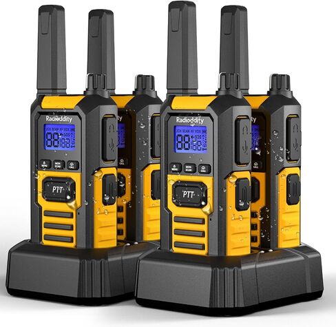 Radioddity HD-1 IP67 Heavy Duty Walkie Talkies, Waterproof Dustproof Shockproof Long Range Two Way Radio with One-Key Group Call, Vibrate Alert, SOS, Dual PTT, Base & USB-C Charing, 2 Packs in Saudi Arabia