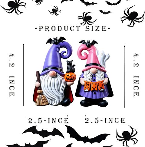 Halloween Decorations | Set of 2 Halloween Gnomes Decorations for home | Tomte Swedish Gnomes Resin Figurines for Indoor & Outdoor Garden Fall Gnome Table Centerpiece, Autumn Party Decor 4.2 "H in Saudi Arabia