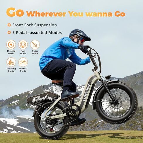 1500W Electric Bike for Adults,48V 20Ah Removable Battery Fast Ebike,Max 70Miles & 30MPH,20" x4.0 Fat Tire Electric Mountain Bike,7-Speed, Step-Thru Commuting Bicycle in Saudi Arabia