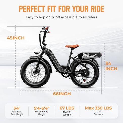 1500W Electric Bike for Adults,48V 20Ah Removable Battery Fast Ebike,Max 70Miles & 30MPH,20" x4.0 Fat Tire Electric Mountain Bike,7-Speed, Step-Thru Commuting Bicycle in Saudi Arabia
