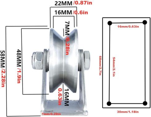 Castors 201 Stainless Steel Pulley Groove Sliding Gate Roller Track Wheel,Heavy Duty Caster,2pcs,Mute Double Bearings,for Wire Rope Rail,Sliding Door(V-Type,Slot Width 25MM) in Kuwait