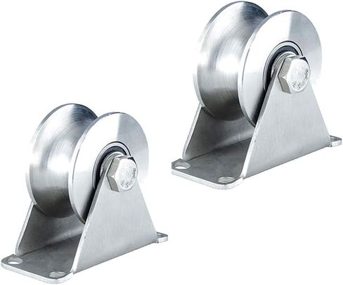 Castors 201 Stainless Steel Pulley Groove Sliding Gate Roller Track Wheel,Heavy Duty Caster,2pcs,Mute Double Bearings,for Wire Rope Rail,Sliding Door(V-Type,Slot Width 25MM) in Kuwait