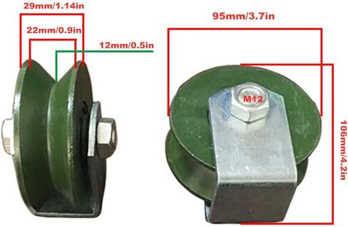 Castors 2 V-Groove Caster Wheel,Heavy Duty Wheels,Cast Iron Directional Sheave,Track Wheel,Double Bearing,for Industrial Machines,Sliding Door,Rolling,Wire Rope Rails(118mm) in Kuwait