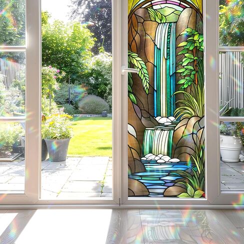 Aurora Borealis Dance Stained Glass Window Film, Decorative Aurora Borealis Dance Stained Glass Window Film, Aurora Borealis Dance Stained Glass Window Film for Bathroom Door Heat Anti UV in Kuwait