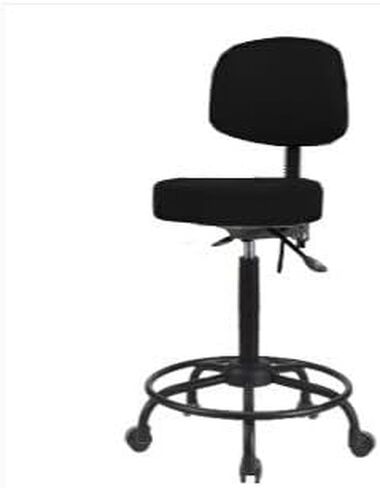 Thomas VHBST-RT-T1-RG-c8546 High Bench Height Stool with Back and Round Tube Base, with Tilt, Glide, Vinyl, Blue in Saudi Arabia