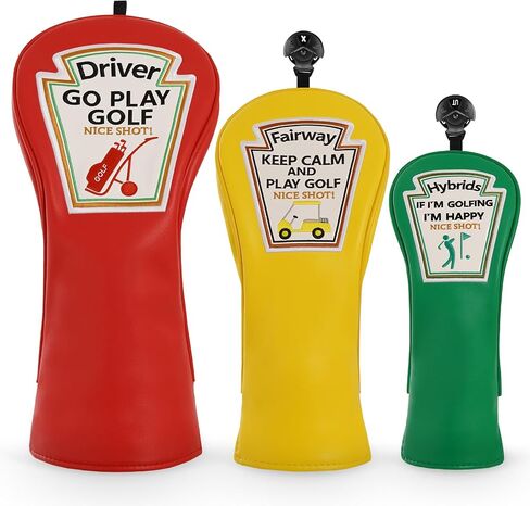 Craftsman Golf Funny Golf Club Head Cover ، Driver 3 5 Wood Fairway Hybrid Hegroad Set ، 3 قطع Deign Fits Fits in Saudi Arabia