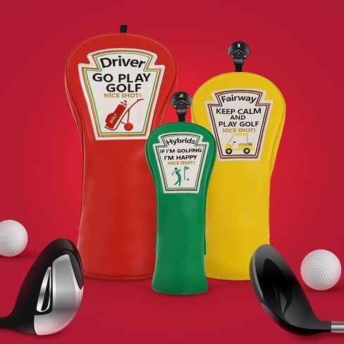 Craftsman Golf Funny Golf Club Head Covers, Driver 3 5 Wood Fairway Hybrid Headcover Set, 3 Pieces Deign Snug Fits in Saudi Arabia