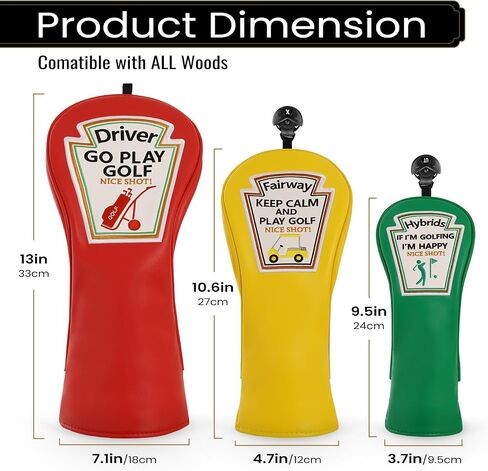 Craftsman Golf Funny Golf Club Head Cover ، Driver 3 5 Wood Fairway Hybrid Hegroad Set ، 3 قطع Deign Fits Fits in Saudi Arabia