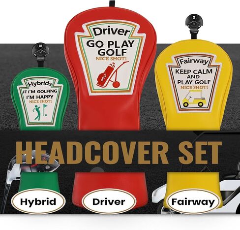 Craftsman Golf Funny Golf Club Head Cover ، Driver 3 5 Wood Fairway Hybrid Hegroad Set ، 3 قطع Deign Fits Fits in Saudi Arabia