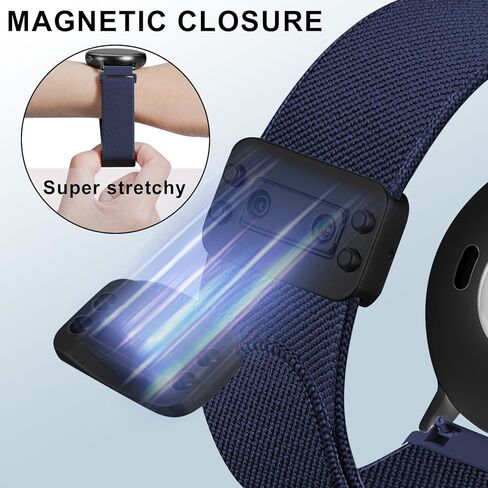 18 مم شريط نايلون مغناطيسي متوافق مع Garmin Venu 3S 41mm/Venu 2S/Vivoactive 4S/Vivomove 3S/Forerunner 255s/Forerunner 265s ، معصم حزام Solo Loop المرن للنساء الرجال in Kuwait