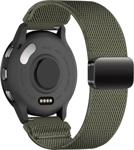 18 مم شريط نايلون مغناطيسي متوافق مع Garmin Venu 3S 41mm/Venu 2S/Vivoactive 4S/Vivomove 3S/Forerunner 255s/Forerunner 265s ، معصم حزام Solo Loop المرن للنساء الرجال in Kuwait