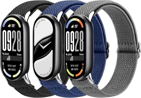 نطاقات مرنة متوافقة مع Xiaomi Smart Band 10/9/8 للنساء الرجال ، معصم الاستبدال النايلون النايلون القابل للتعديل ل Xiaomi Mi Band 10/9/8 in Saudi Arabia
