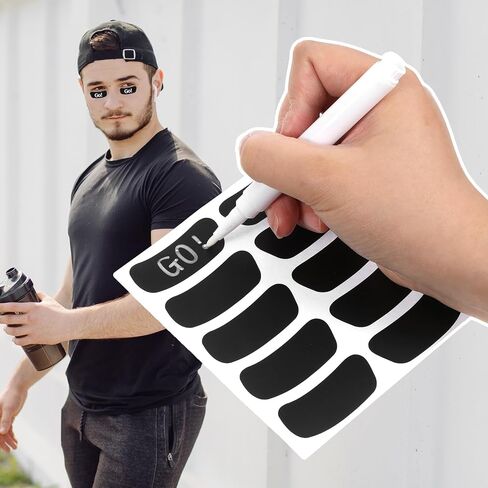 300 PCS Eye Black Stickers ذاتية لعبة كرة القدم للبيسبول لينة تحت العين شرائط سوداء قابلة للتنفس مع 1 مساءً قلم رصاص أبيض للرياضة يوم عيد ميلاد لوازم حفلة عيد ميلاد تحت عنوان in Saudi Arabia