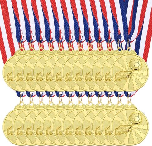 MECCANIXITY 24pcs Soccer Medals Award Medals with Neck Ribbon for Team Sports Games Competitions Party Favors in Saudi Arabia
