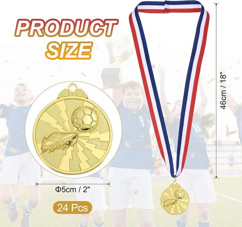 MECCANIXITY 24pcs Soccer Medals Award Medals with Neck Ribbon for Team Sports Games Competitions Party Favors in Saudi Arabia