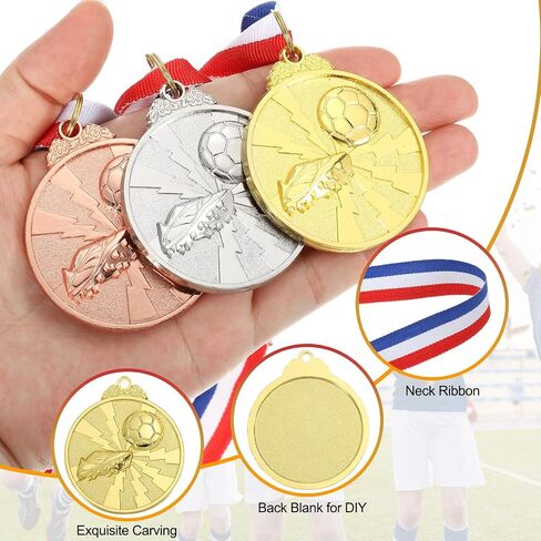 MECCANIXITY 24pcs Soccer Medals Award Medals with Neck Ribbon for Team Sports Games Competitions Party Favors in Saudi Arabia