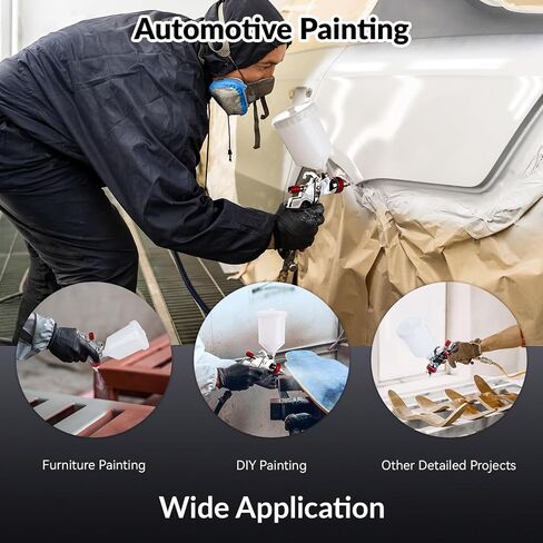 YUZES HVLP Spray Gun Plus Kit with 20 Oz Disposable Paint Cups, Easy to Use, 1.4/1.7/2.0mm Nozzles Air Spray Gun for Painting Cars & Furniture DIY Painting, Paint Spray Gun for Primer, Clear/Top Coat in Kuwait