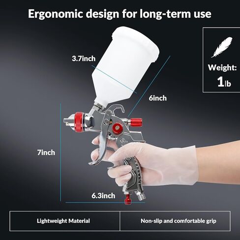 YUZES HVLP Spray Gun Plus Kit with 20 Oz Disposable Paint Cups, Easy to Use, 1.4/1.7/2.0mm Nozzles Air Spray Gun for Painting Cars & Furniture DIY Painting, Paint Spray Gun for Primer, Clear/Top Coat in Kuwait