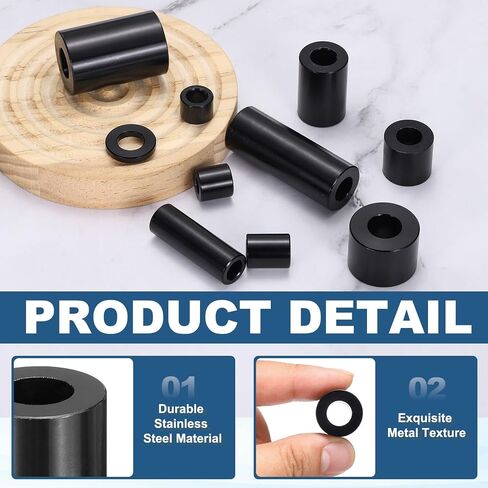 MECCANIXITY 4pcs M8 Metal Spacers, M8 x 1/2" OD x 1/2" L Aluminium Spacer Round Unthreaded Standoff Bushing Plain Finish for Screw Bolts, Black in Saudi Arabia